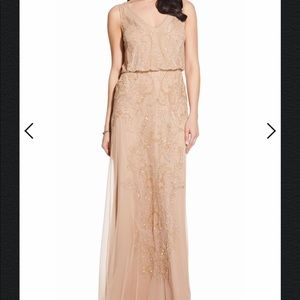 Adrianna Pappel Champagne Beaded Dress